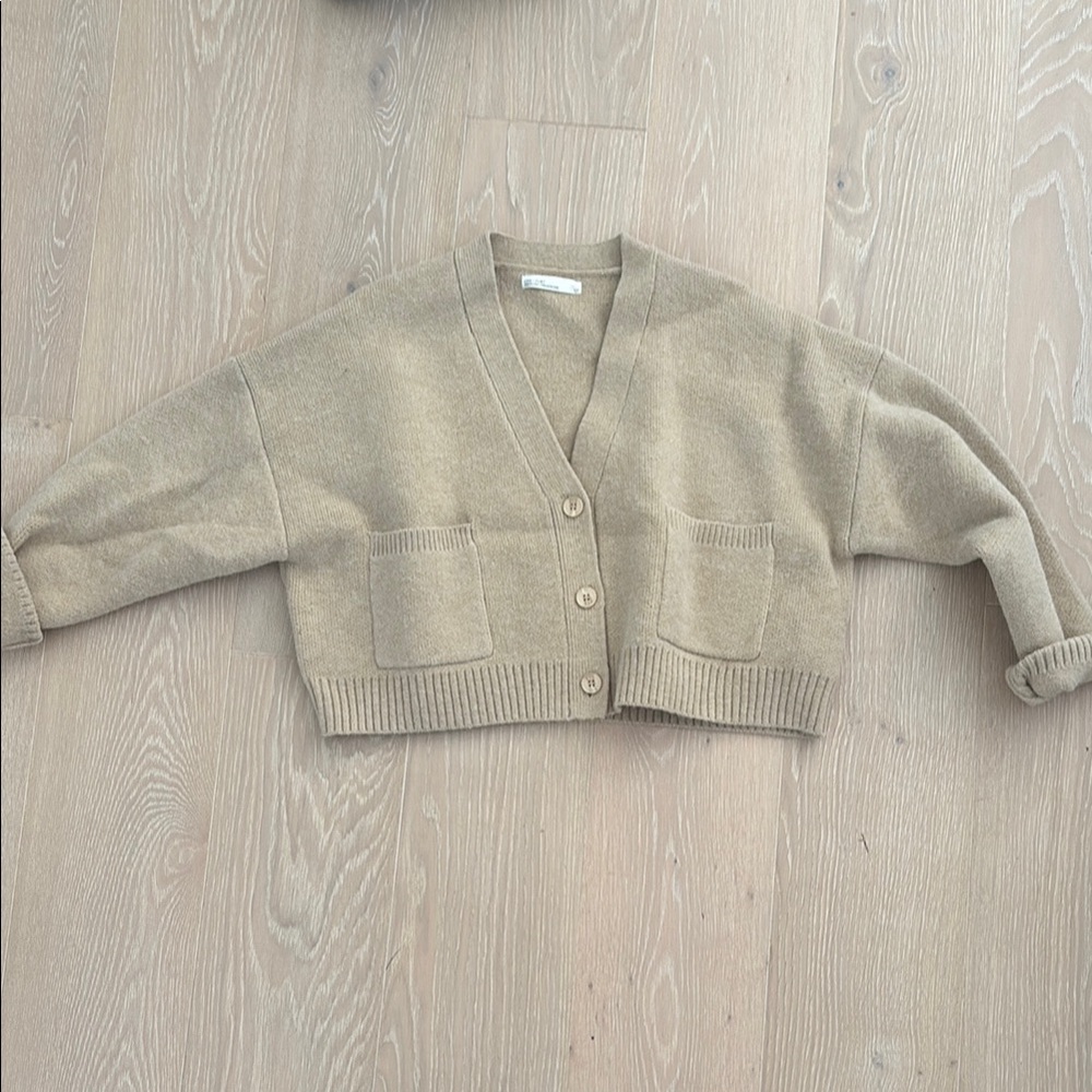 OAK + FORT Beige Button-Up Cardigan